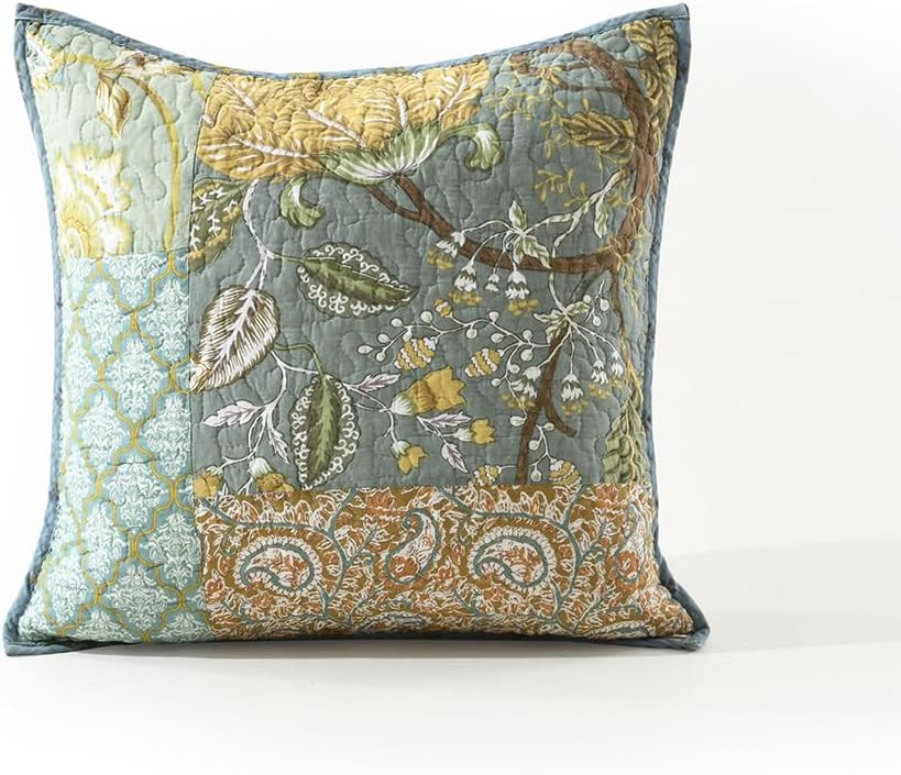 NEWLAKE Green Bohemian Floral Style Cotton Throw Pillow Covers (2 Pieces, 18X18 Inch) | Amazon (US)