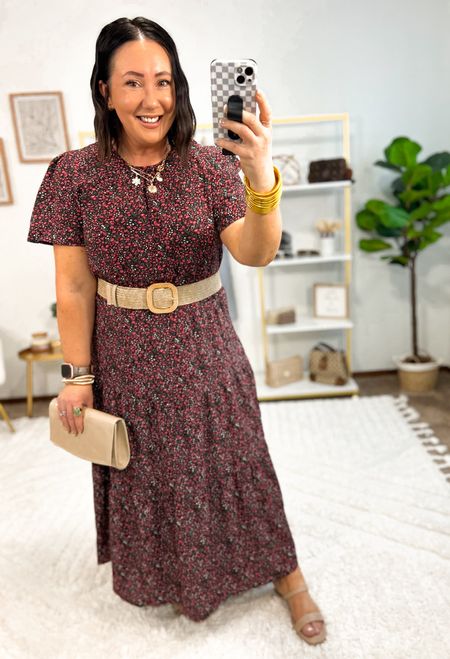 New floral boho styled dress from Amazon!  Love the tiered details on the skirt!  Comes in lots of colors and even solid colors!  XL in mine. Wearing the largest size in the stretchy belt! 

#LTKSeasonal #LTKMidsize #LTKFindsUnder50