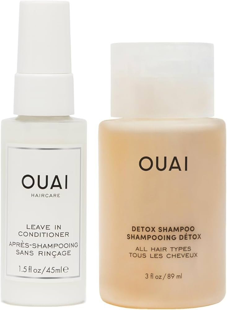 OUAI Travel-Size Hair Styling & Treatment Bundle - Leave-In Conditioner & Detox Shampoo - Hair Ca... | Amazon (US)