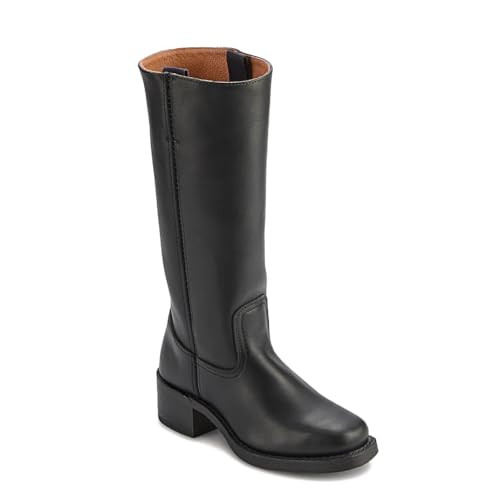 Frye Campus 14L Iconic Tall Boots for Women Crafted from Signature Montana Leather with genuine stitch-down welt construction and Stacked Leather Heel – 13” Shaft Height, Black - 5.5 M | Amazon (US)