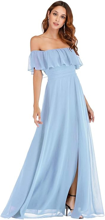 Ever-Pretty Womens Off The Shoulder Ruffle Party Dresses Side Split Beach Maxi Dress 07679 | Amazon (US)