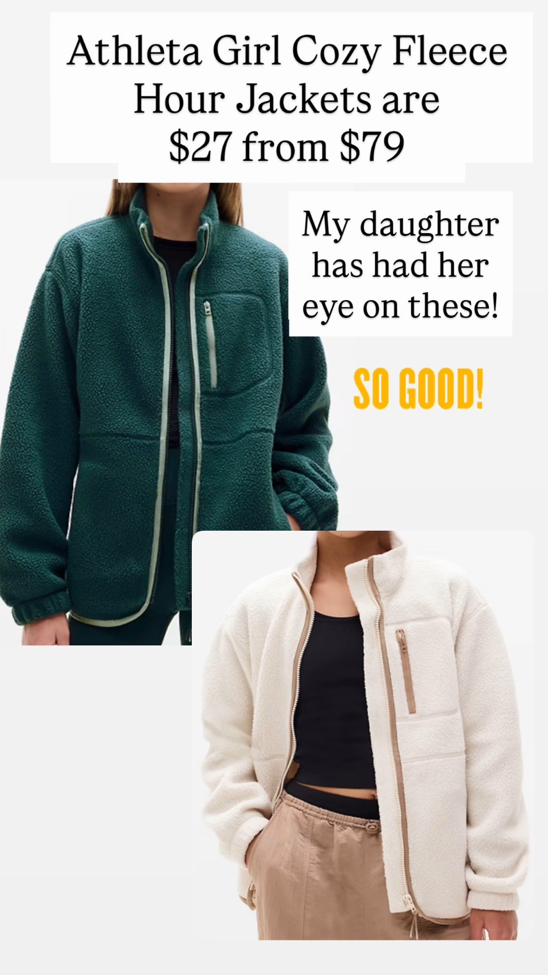 These Athleta fleece jackets are amazing!!!!! 

#LTKKids #LTKSaleAlert