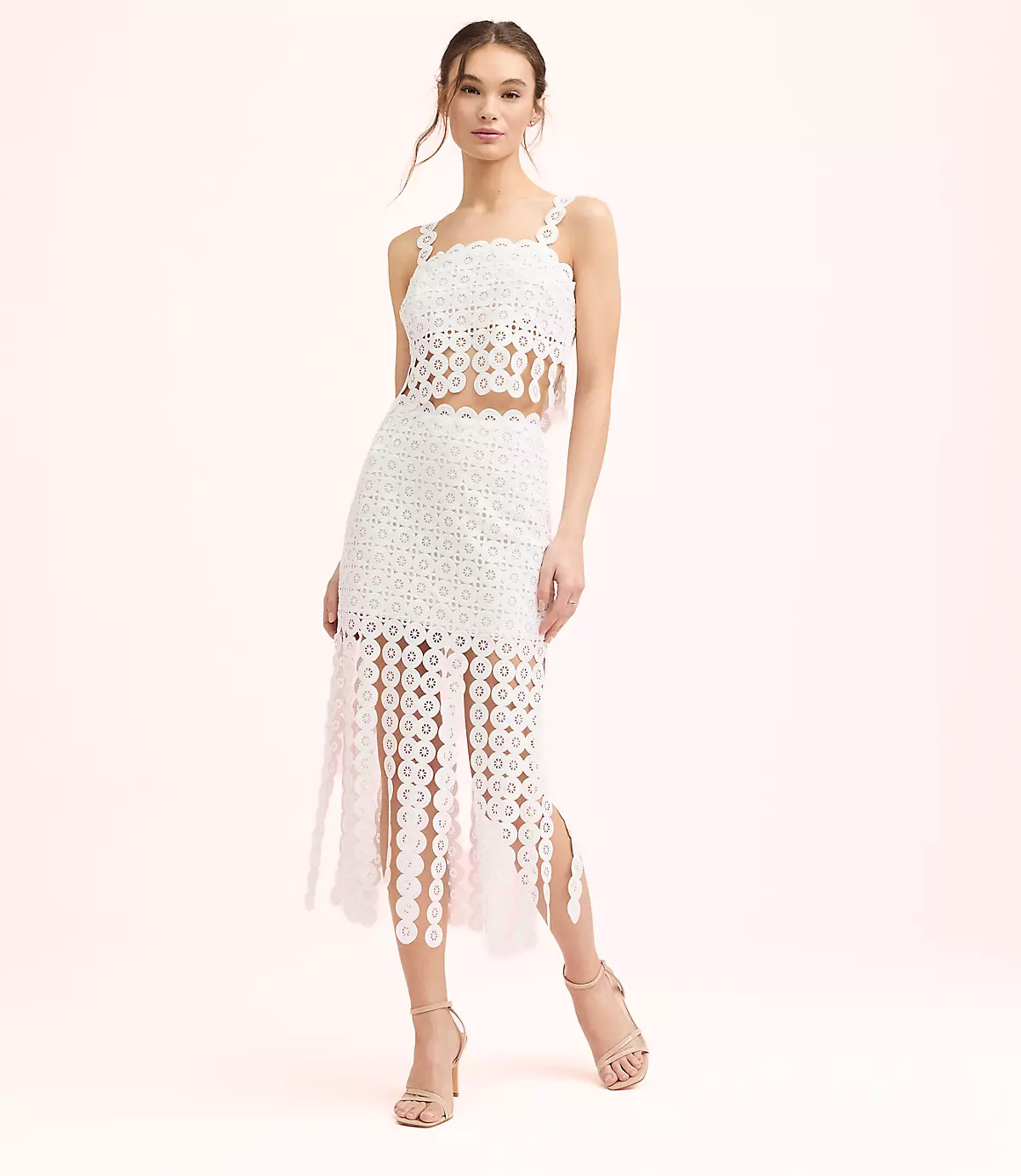 Lately Crochet Lace Fringe Midi Skirt | LOFT