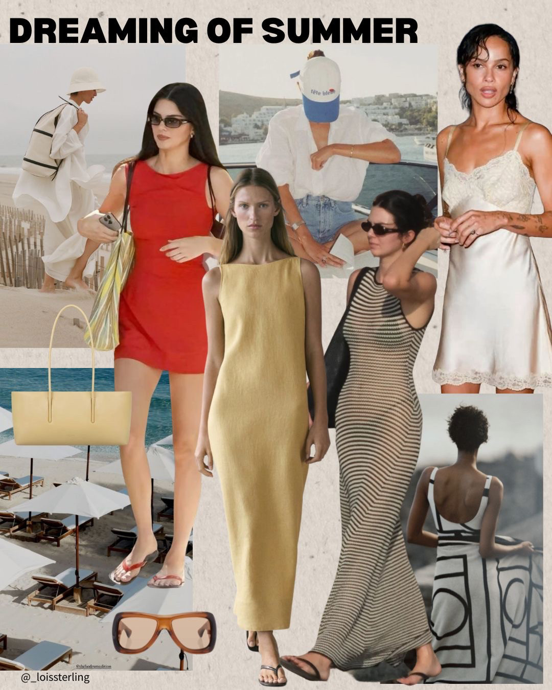 Dreaming of Summer ☀️ 

📌 An accurate representation of what my Pinterest board looks like at the moment. I am looking forward to those low effort, ‘chuck something on and go’ Sumner days. Summer will come around sooner than we think! 

Floaty Summer dresses, linen, shorts and summer skirts, silk sets, and sheer fabrics is what I’m wearing this Summer. I like to build my wardrobe with versatile pieces that work on holiday and also for everyday. 

I love to create a  ‘Summer in the city’ vibe to my looks, a little tailored linen, my Toteme silk sets, basket and canvas bags, silk and lace shorts, wide brim raffia hats, head scarves and sandals only. Tops are usually super basic a clean white tee, long sleeve silk or an 100% linen piece. 

I love wearing Toteme & Posse in Summer & mixing and matching my investment wardrobe with highstreet pieces that are 100% linen or cotton.  

 
