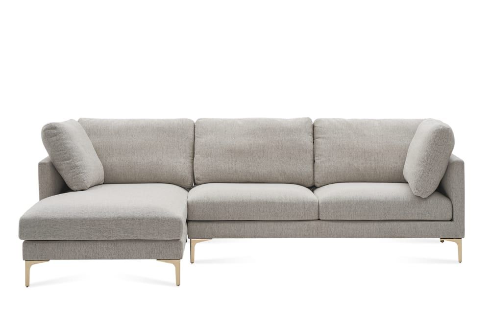 Adams Chaise Sectional Sofa, Left Facing, Brass, Pearl Beige | Castlery | Castlery (AU)