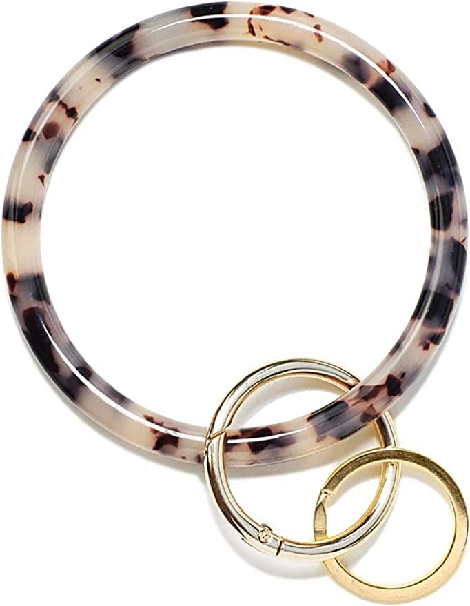 Mymazn Key Ring Bracelet Wristlet Keychain Bangle Keyring for Women, Acetate Round Key Chain | Amazon (US)