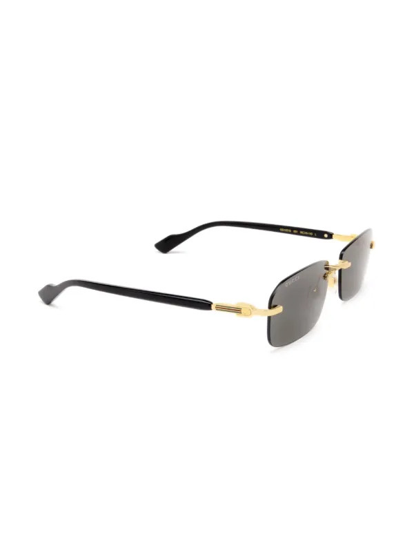 Gucci Eyewear Rimless rectangle-frame Sunglasses | Black | FARFETCH BG | Farfetch Global
