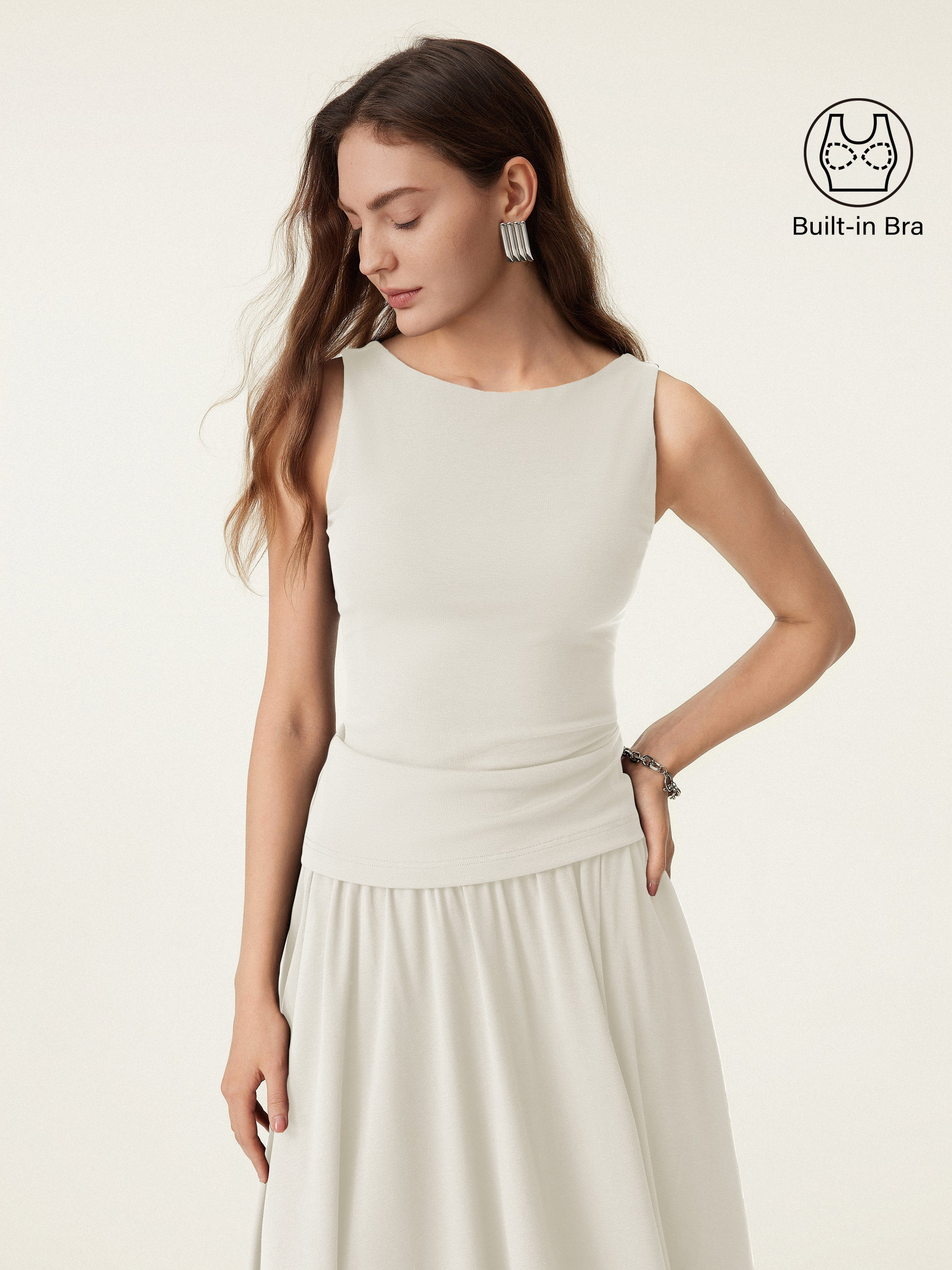 Stretch Cotton Boatneck Bra Tank | OGLmove