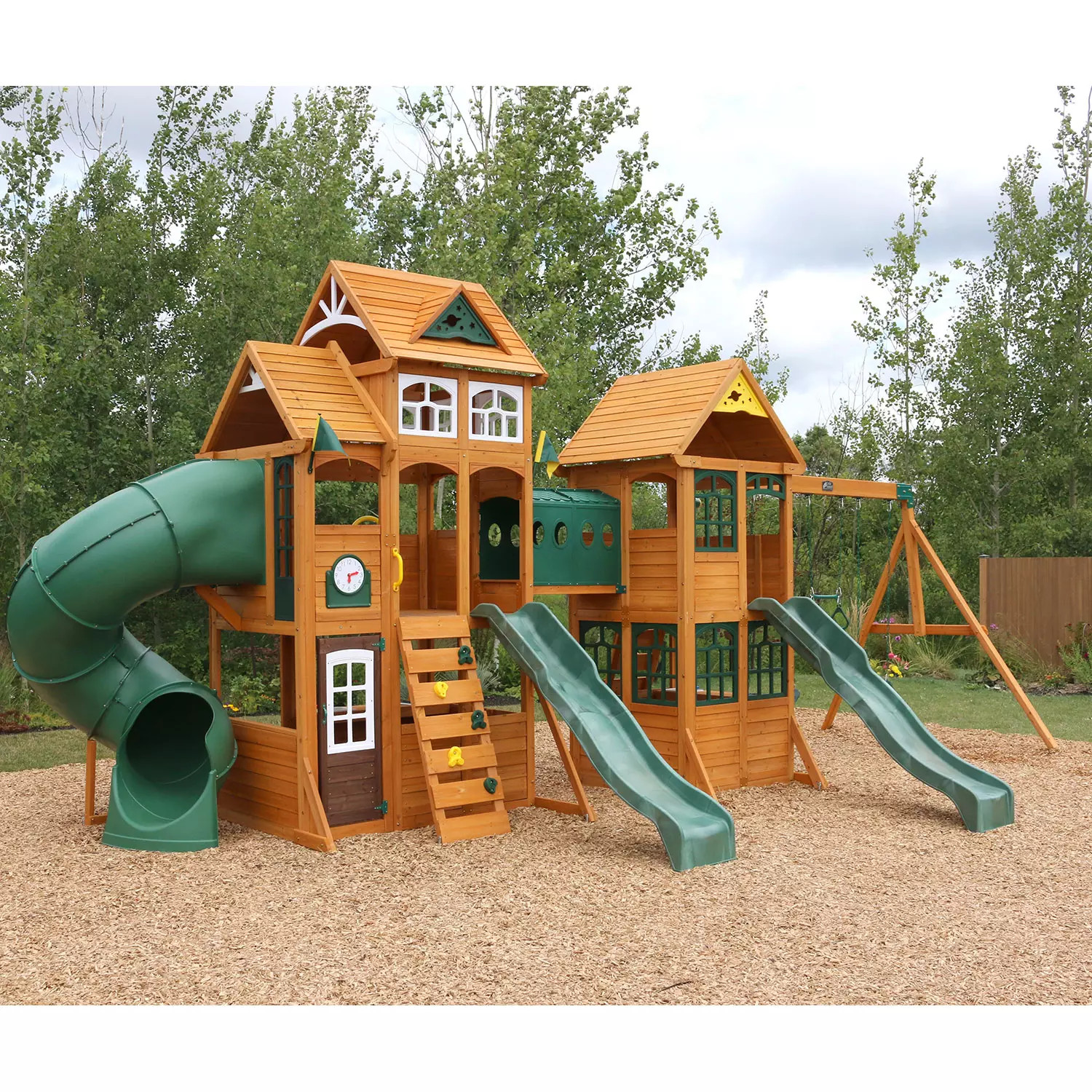 KidKraft Paramount Wooden Swing Set with Two Clubhouses | Sam's Club