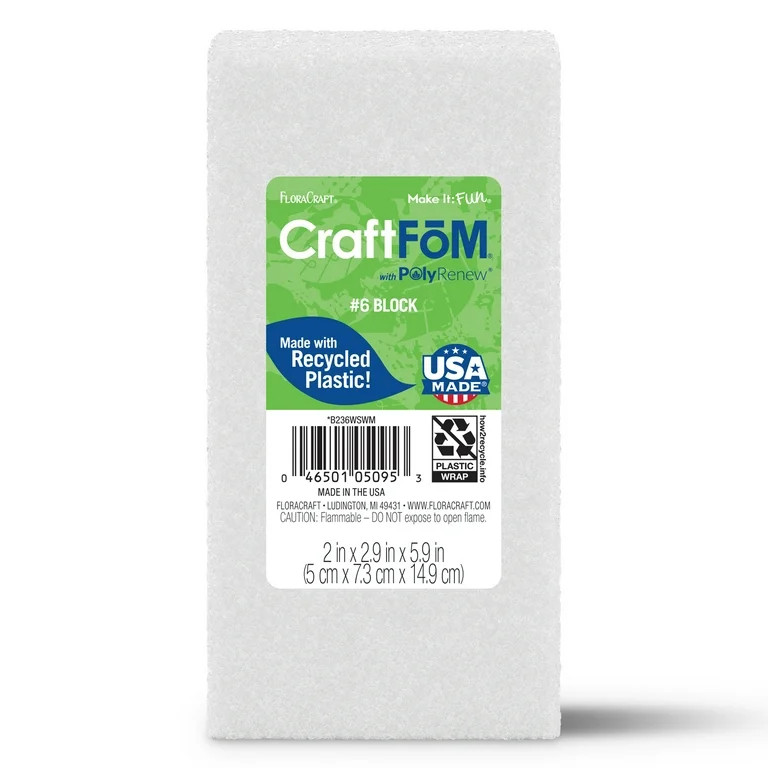 FloraCraft CraftFōM Block 2 inch x 2.9 inch x 5.9 inch White | Walmart (US)