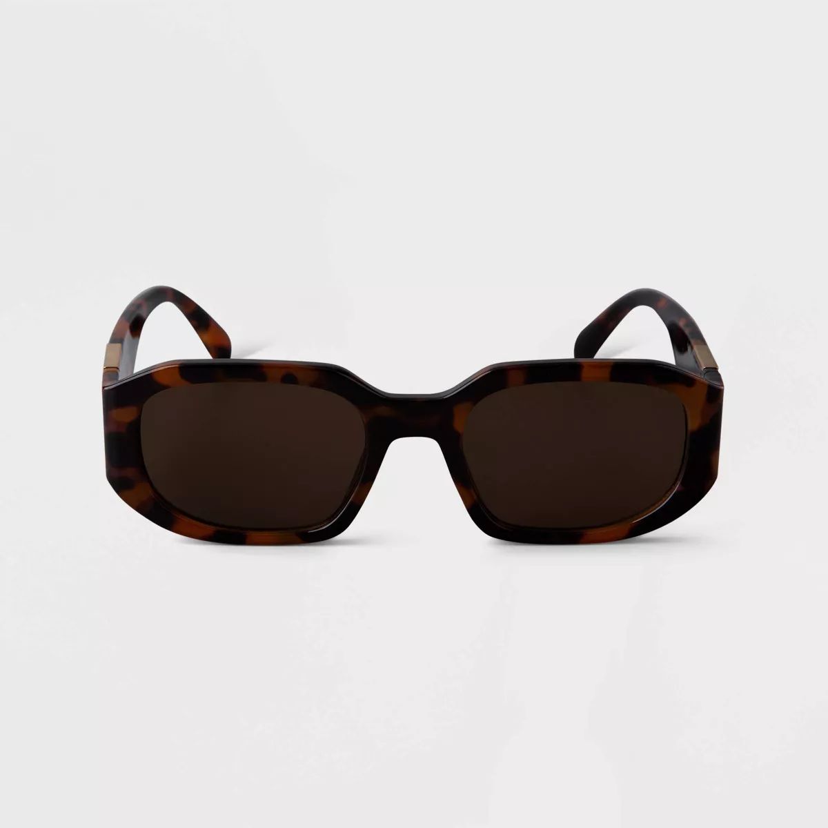 Women's Tortoise Shell Print Angular Rectangle Sunglasses - A New Day™ Brown | Target
