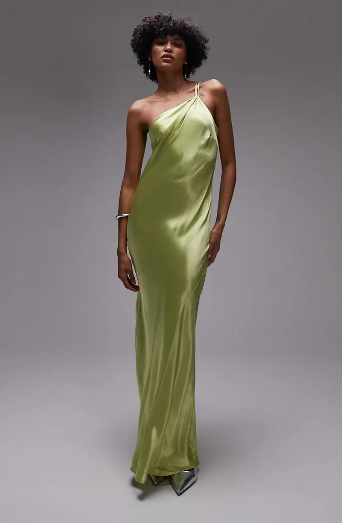 Topshop One-Shoulder Satin Maxi Dress | Nordstrom | Nordstrom