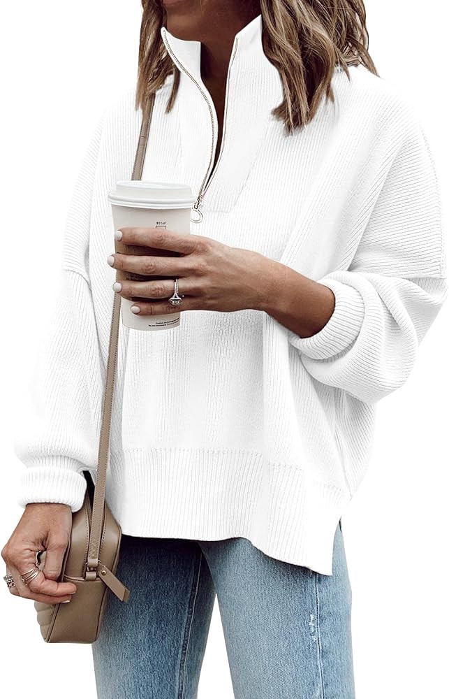 Imily Bela Womens Tunic Sweater Fall Long Sleeve 1/4 Zip Pullover Sweaters Oversized Slouchy Ribb... | Amazon (US)