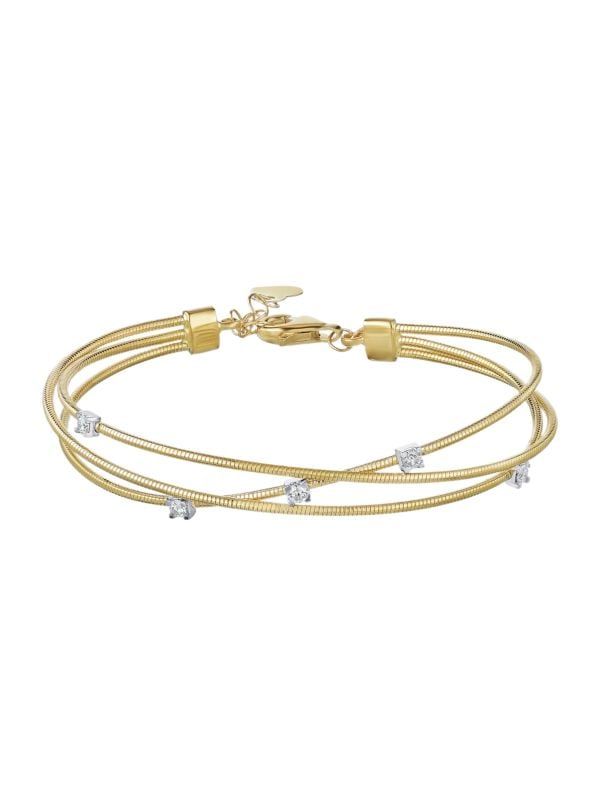 14K Yellow Gold & Diamond Station 3-Strand Bracelet | Saks Fifth Avenue OFF 5TH (Pmt risk)