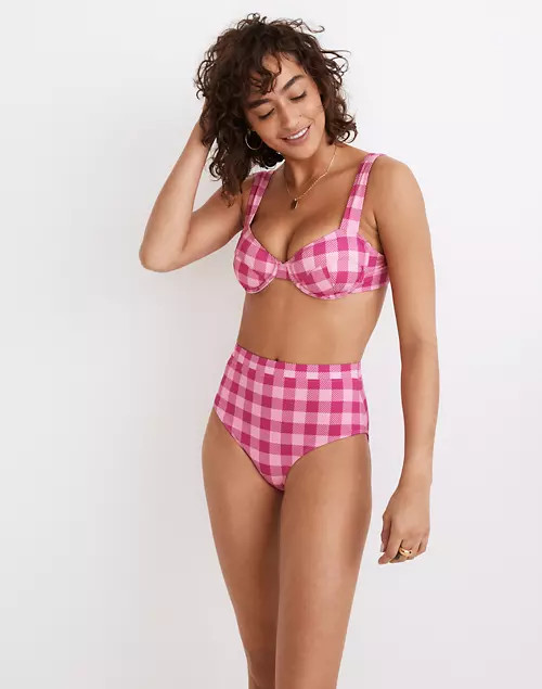Solid & Striped® Lilo High-Waist Bikini Bottom in Gingham | Madewell