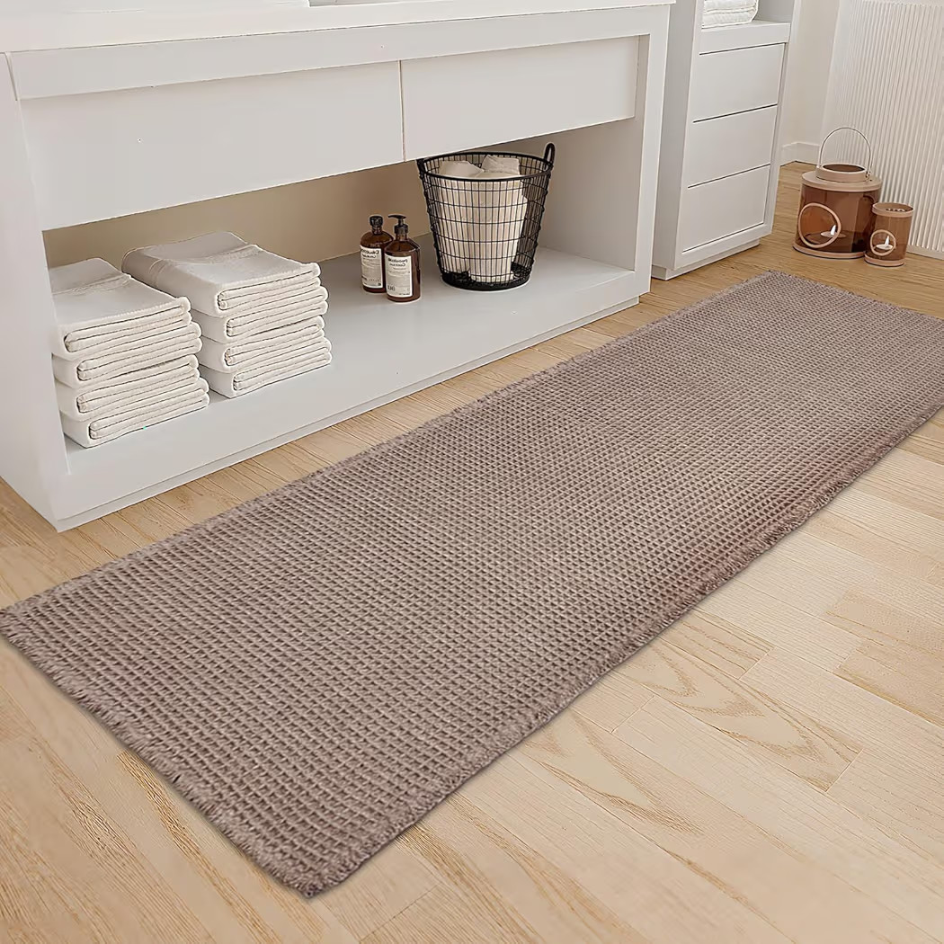 ZALL Waffle Bath Mat Bathroom Runner Rug 24X72inch Tan Brown | Amazon (US)