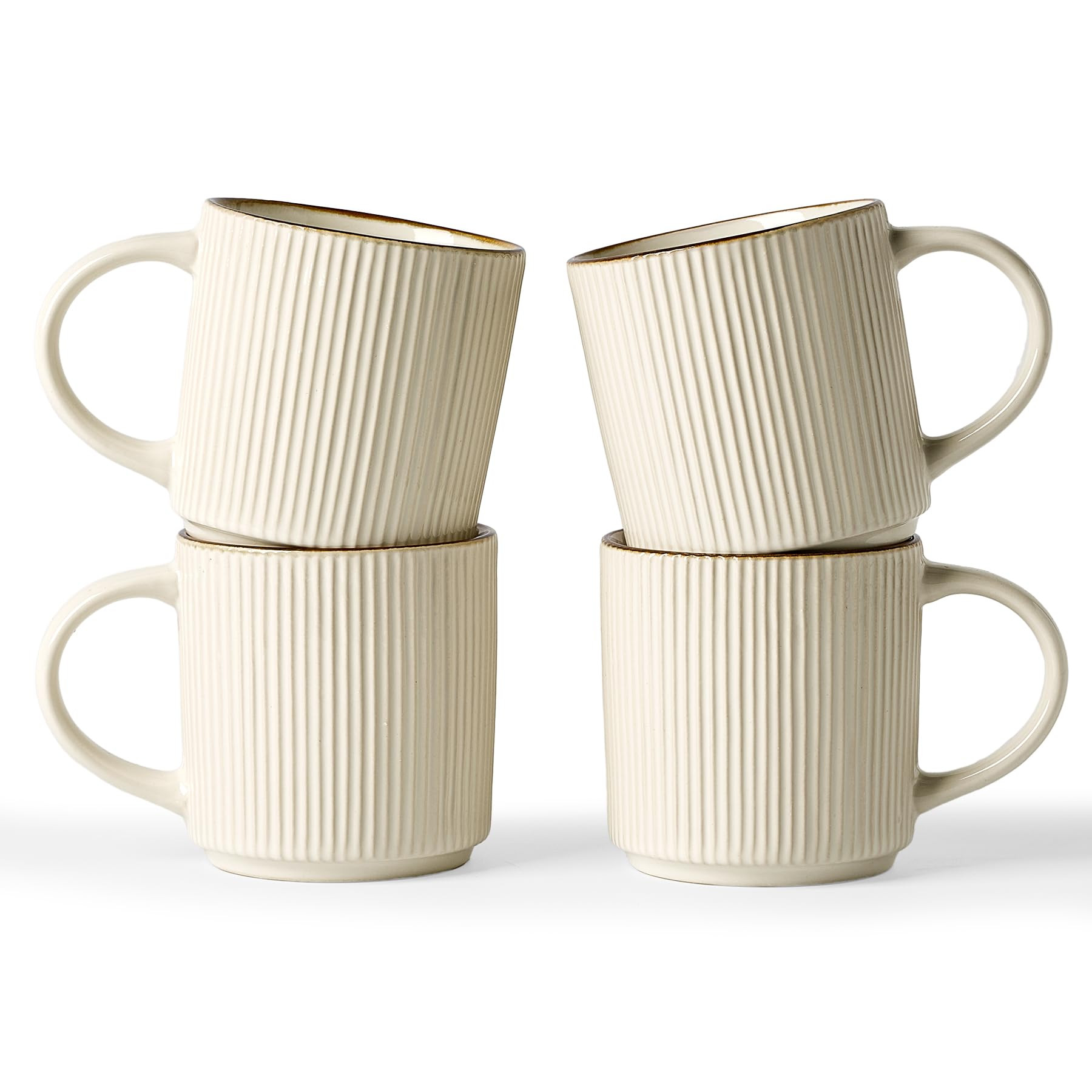 famiware Coffee Mug Set for 4, Star 12 oz Catering Mugs Cup Set with Handle for Coffee, Tea, Coco... | Amazon (US)