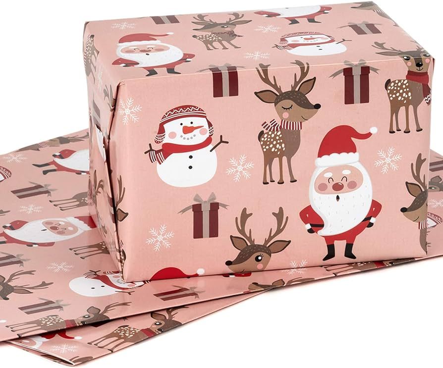 MAYPLUSS Christmas Wrapping Paper Large Sheet - Folded Flat - 3 Large Sheets - Santa Claus Desig... | Amazon (US)