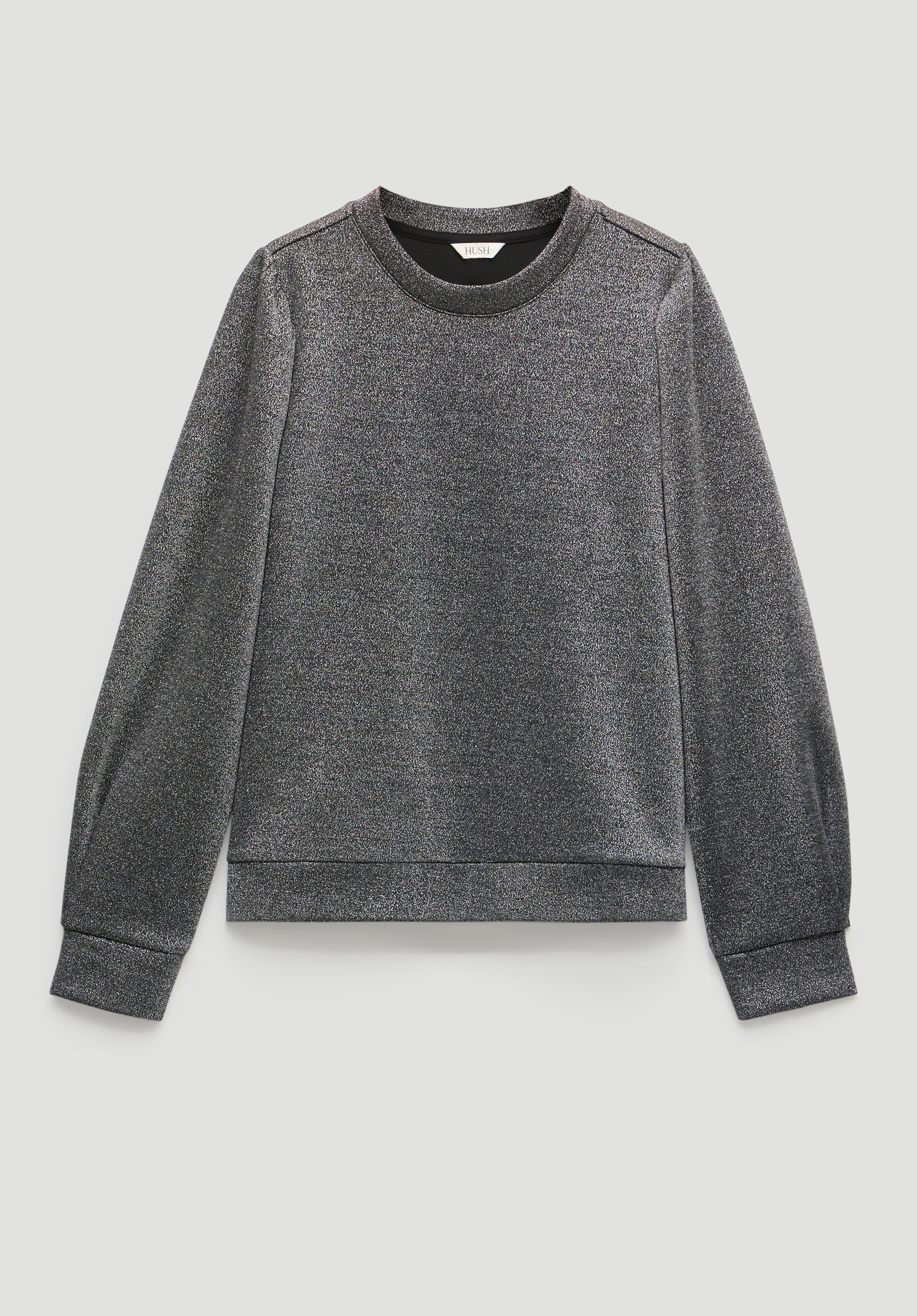 Emily Metallic Puff Sleeve Jersey Top | Hush UK