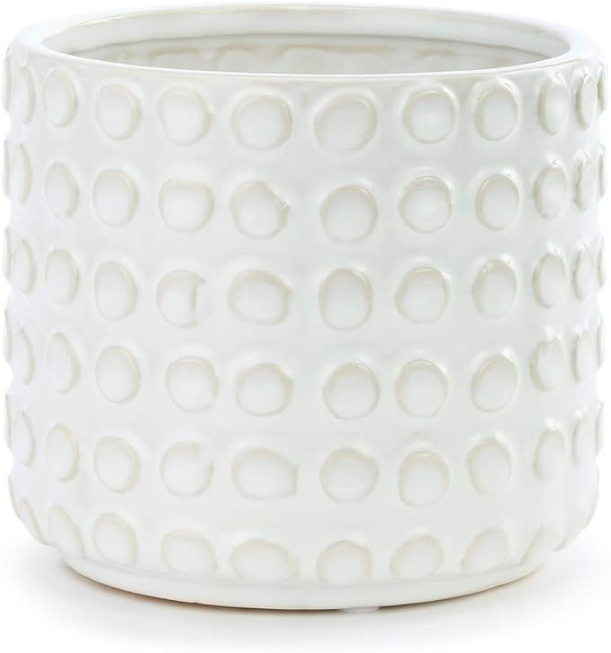 DEMDACO Dimple Glossy White 6 x 6 Ceramic Stoneware Decorative Container Vase Planter | Amazon (US)