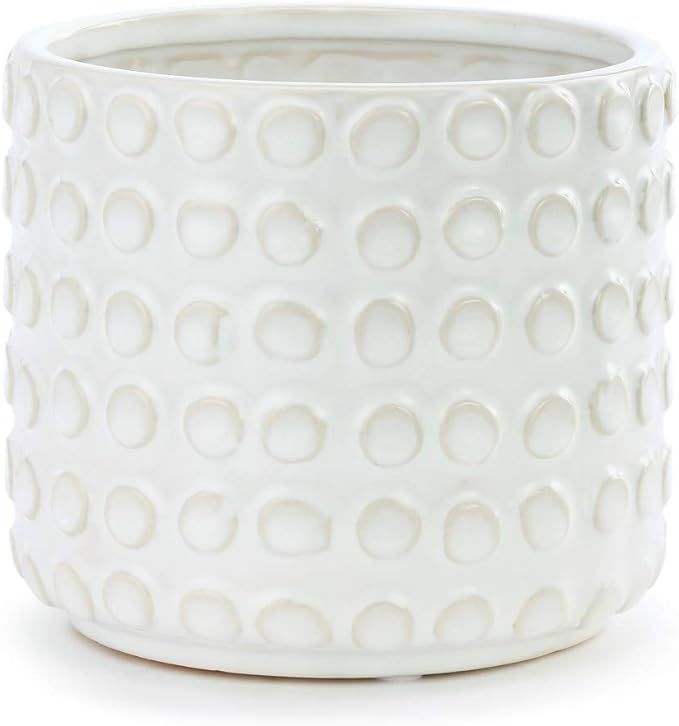DEMDACO Dimple Glossy White 6 x 6 Ceramic Stoneware Decorative Container Vase Planter | Amazon (US)