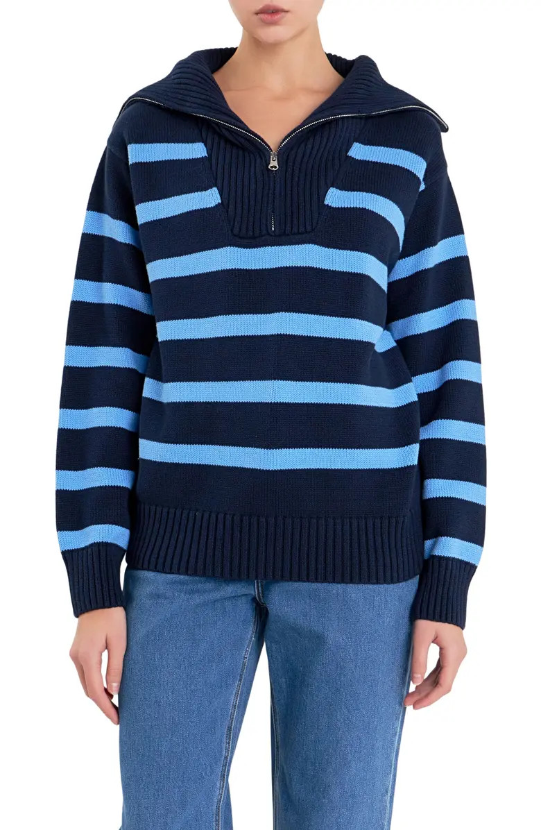 Stripe Cotton Zip Pullover | Nordstrom