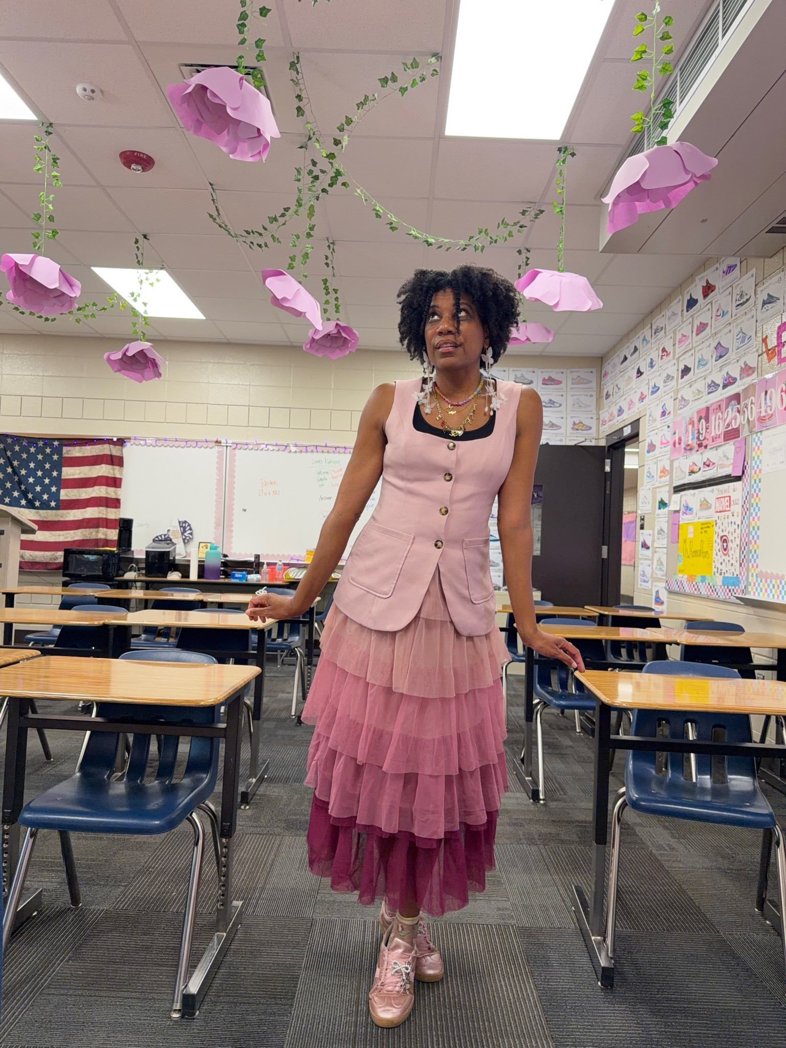 Pink  vest +
Gradient tulle skirt +
Necklace stack +
Pink shoes +
Show charms

#LTKdayinmylife #LTKWorkwear #LTKootd
