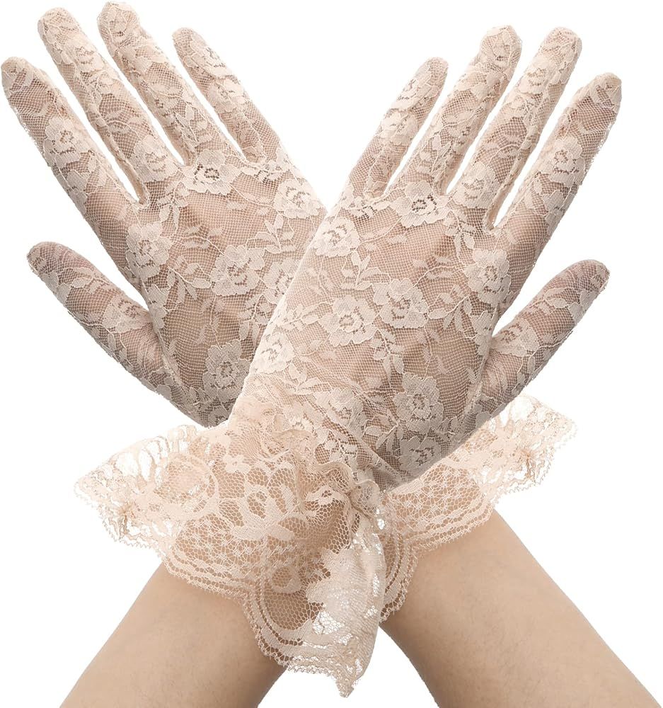 Lace Gloves,Lace Gloves Women,Tea Party Gloves,Bridal Wedding Sunblock Gloves, Opera Prom Hallowe... | Amazon (US)