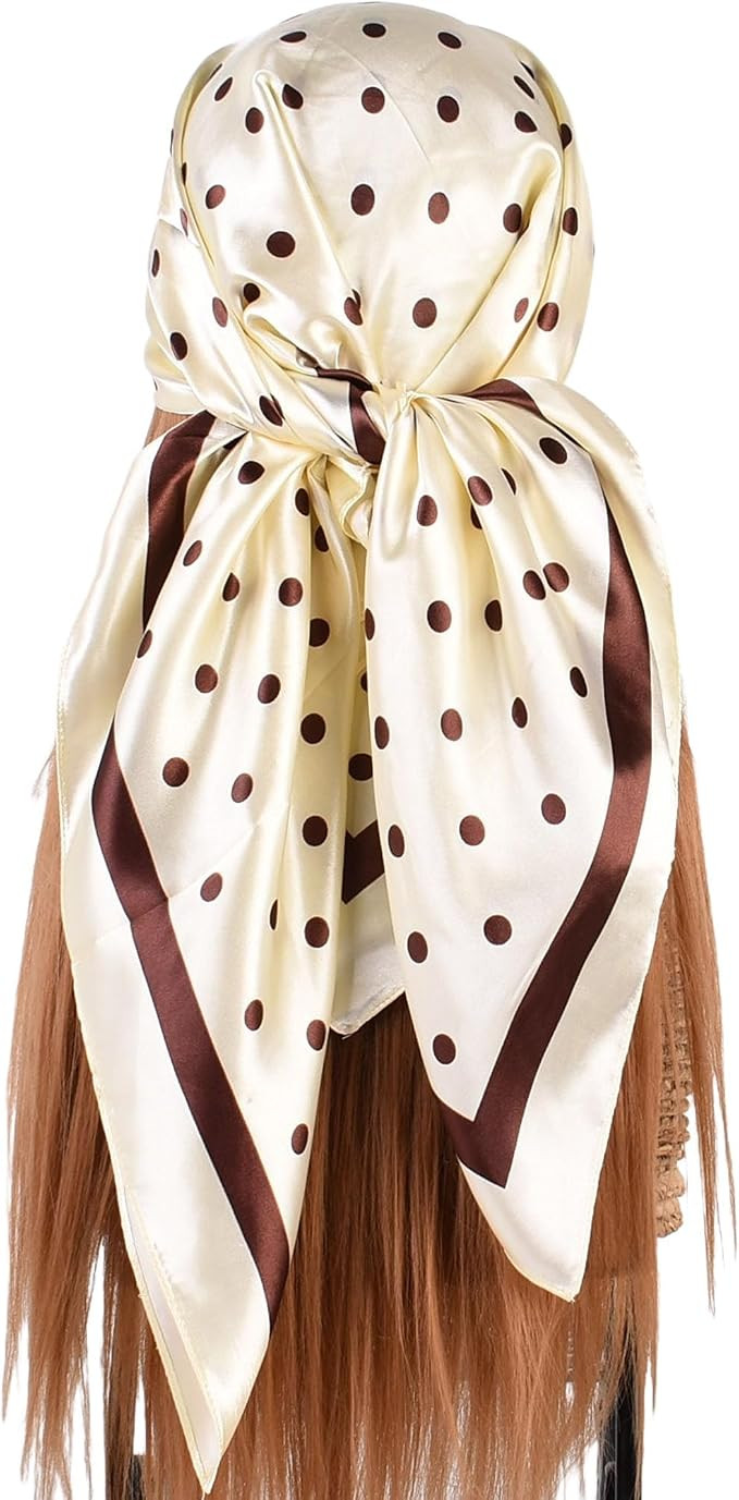 GKJU Polka Dot Print Satin Head Scarf for Women Like Silk Scarf for Hair Wrapping Bandanas Square... | Amazon (CA)