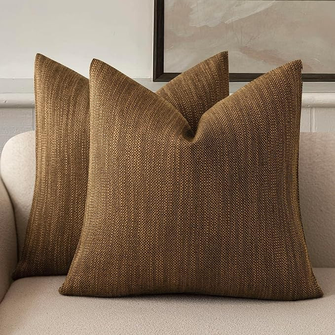 Foindtower Set of 2 Decorative Textured Burlap Linen Throw Pillow Covers Farmhouse Boho Cushion C... | Amazon (US)
