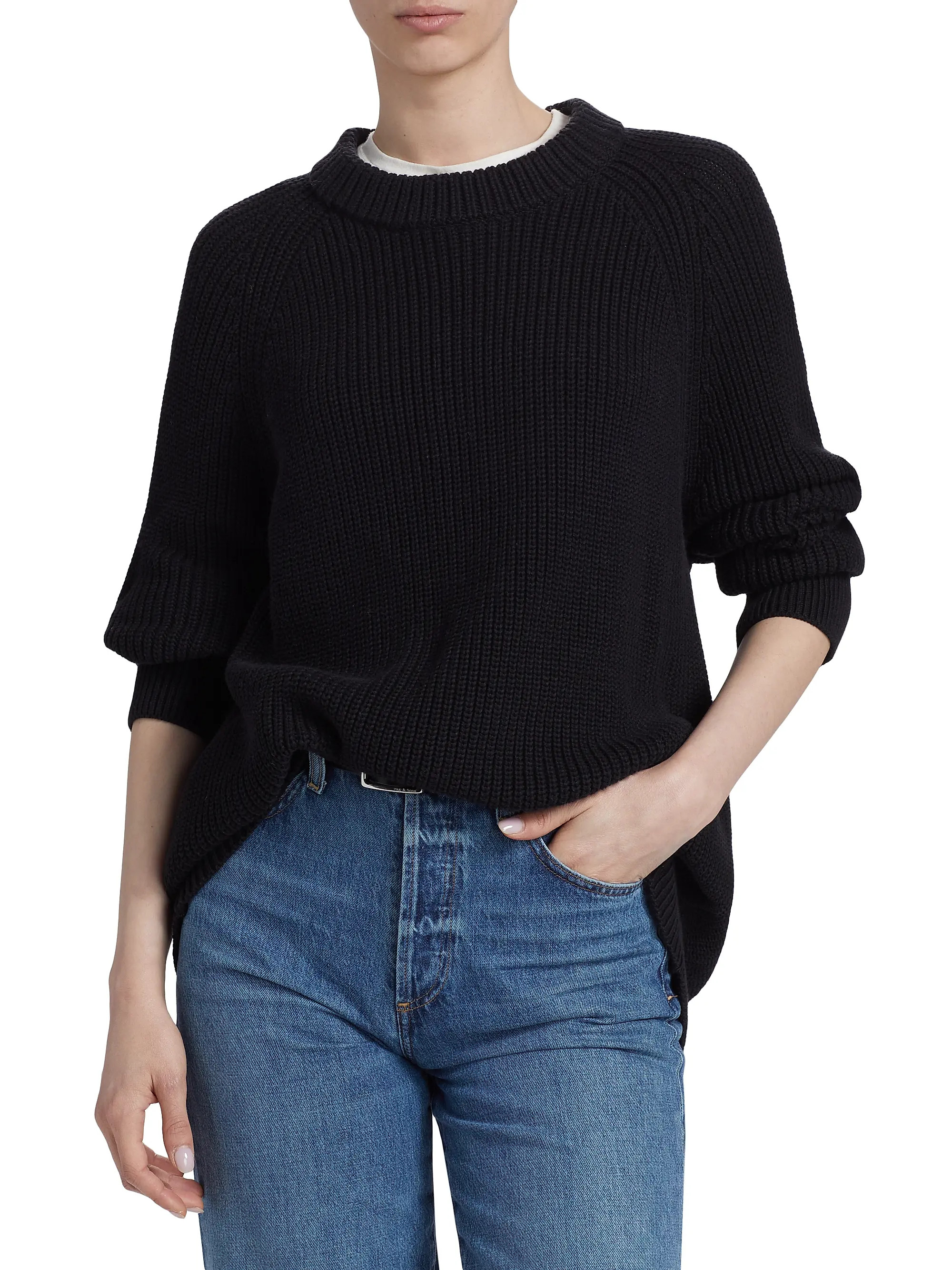 Oversized Cotton Fisherman Sweater | Saks Fifth Avenue