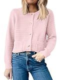 ANRABESS Women's Cardigan Sweaters 2023 Fall Open Front Long Sleeve Button Down Chunky Knit Cropp... | Amazon (US)