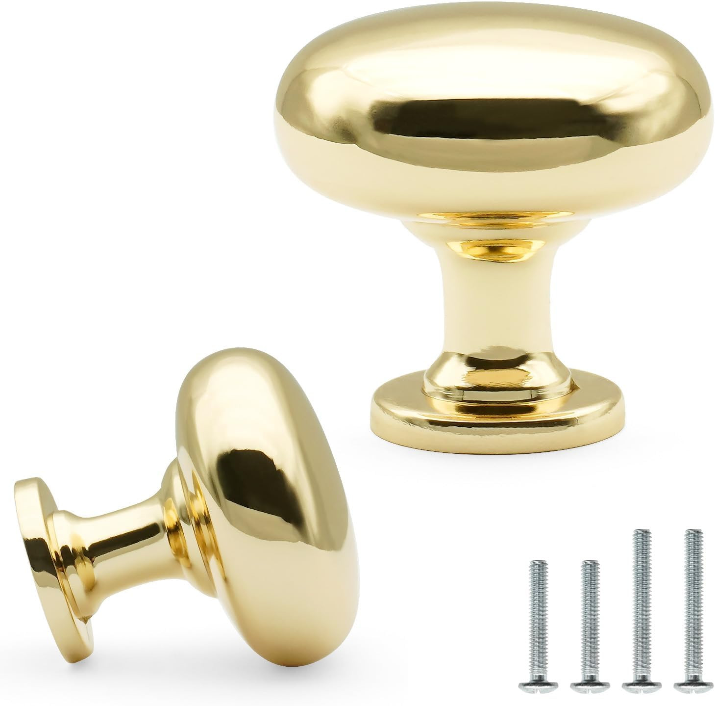 10 Pack Polished Brass Cabinet Knobs 1-1/7 Inch(29mm) Diameter Shiny Polished Gold Round Drawer K... | Amazon (US)