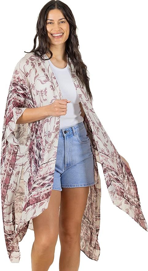 Breezy Lane Women's Kimono Cardigan Summer Swimsuit Coverups Beach Cover Up with Floral Print for... | Amazon (US)