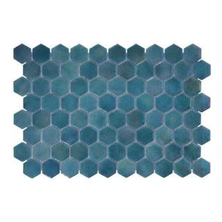Glass Tile LOVE Hex 11 in. x 16 in. Glossy Enduring Teal Mix Mosaic for Wall, Floor and Pool Tile (10.76 sq. ft./Case) | The Home Depot