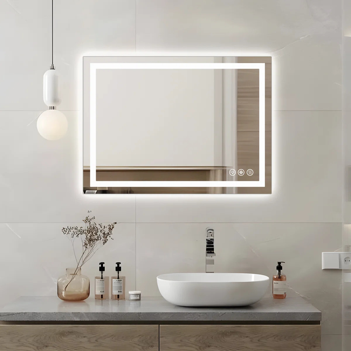 Anti-Fog Dimmable Bathroom LED Vanity Mirror, Rectangular Frontlit＆Backlit Wall Mount Mirror Co... | Wayfair North America