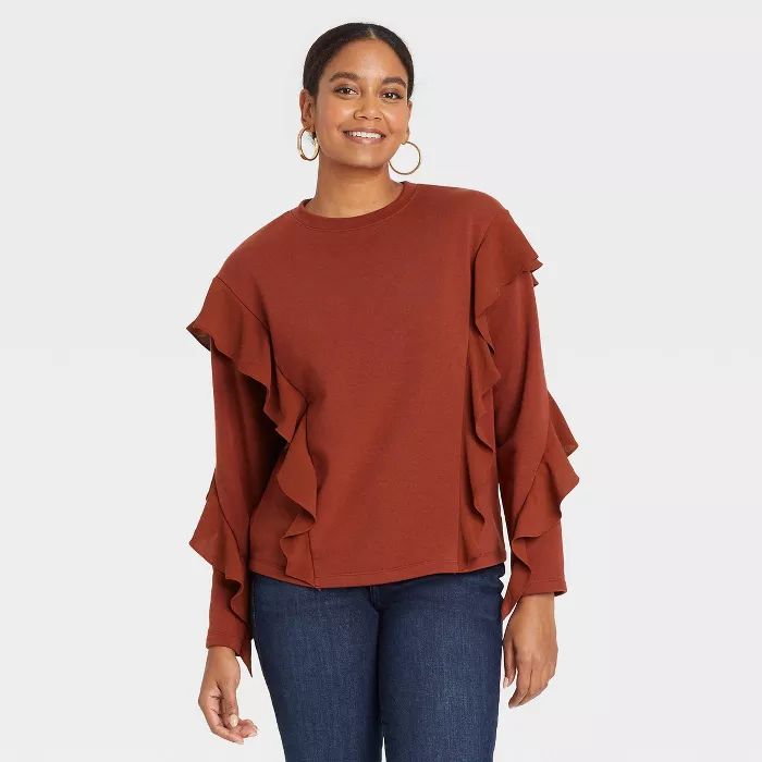 Women's Ruffle Sweatshirt - A New Day™ | Target