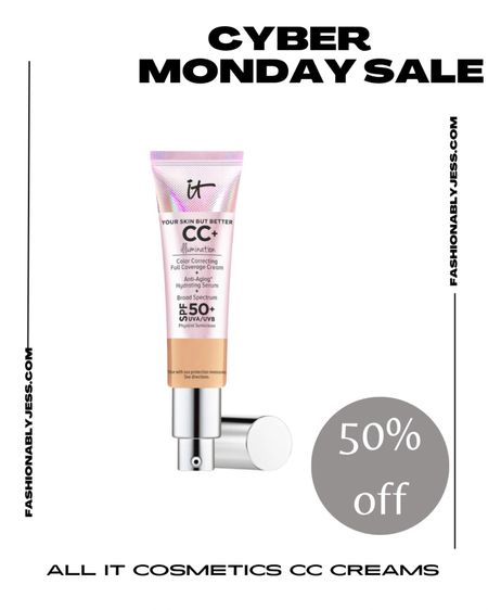 All CC creams from IT cosmetics are 50% off for Cyber Monday! Cyber Monday sale

#LTKsalealert #LTKCyberWeek #LTKbeauty