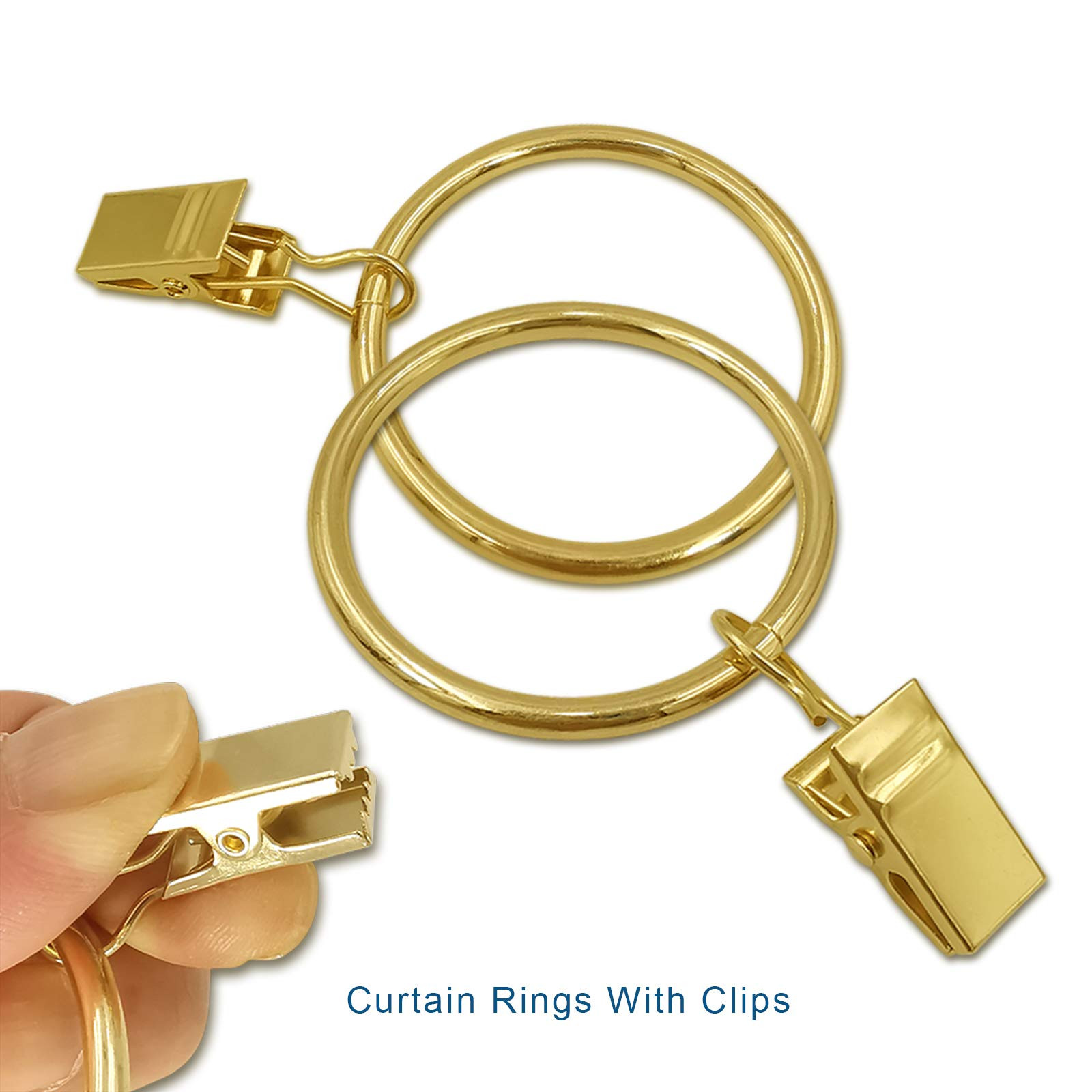40 Pack Metal Curtain Rings with Clips, Drapery Clips Hooks, Decorative Curtain Rod Clips 1.5 in ... | Amazon (US)