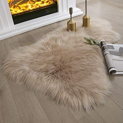 Ashler Soft Faux Sheepskin Fur Chair Couch Cover Beige Area Rug Bedroom Floor Sofa Living Room 2 ... | Amazon (US)