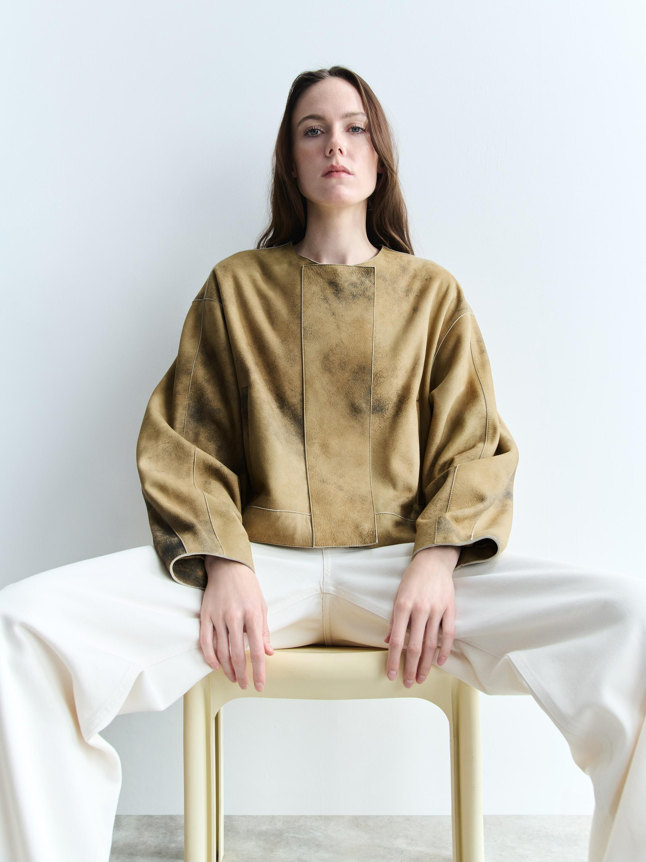 Jacket made of sheepskin with a suede finish. Zip fastening concealed by a placket with snap butt... | Massimo Dutti UK