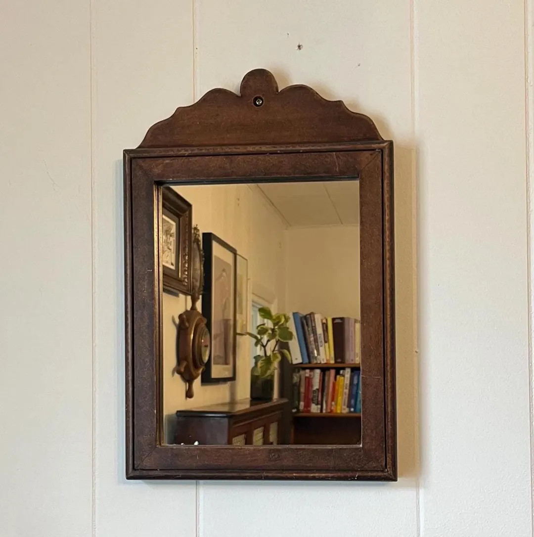 Vintage Wood Wall Mirror – Rustic Farmhouse Cottage, Small Decorative Hanging (9.5x14.75") - Et... | Etsy (US)