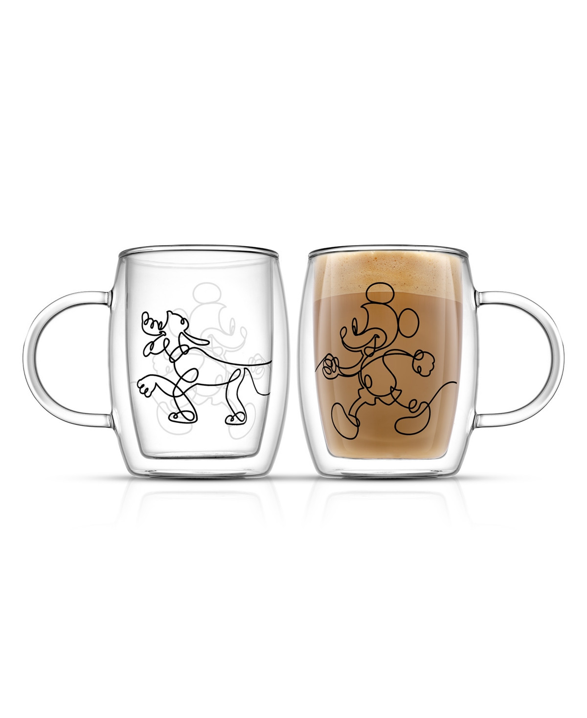 JoyJolt Disney Mickey and Pluto Coffee Mugs Set, 2 Piece - Clear | Macy's