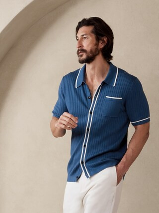 Christophe Cotton-Silk Sweater Polo | Banana Republic (CA)