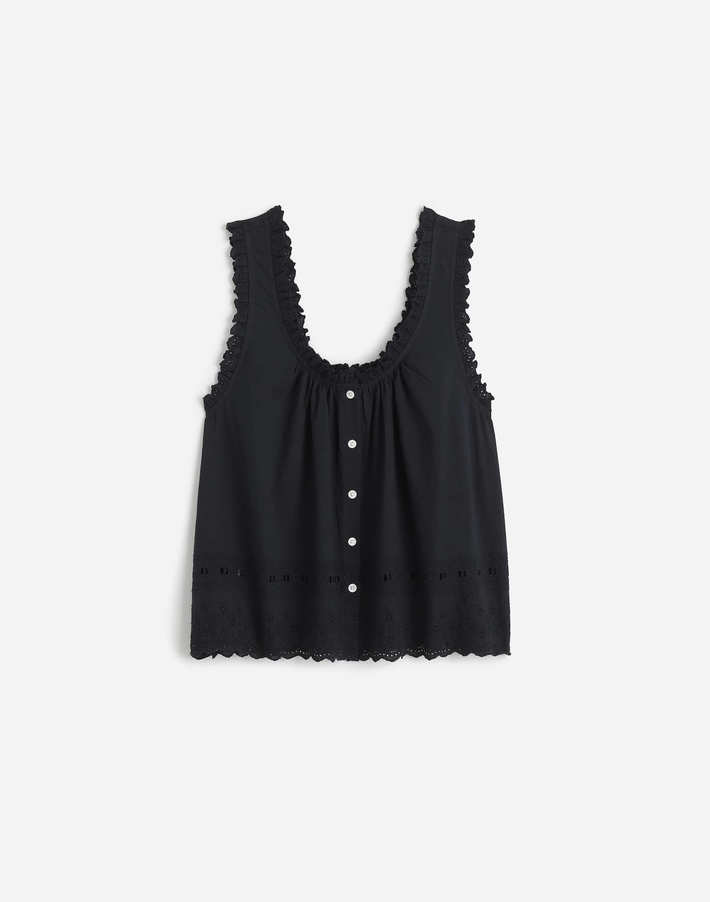 Embroidered Ruffle-Trim Top | Madewell | Madewell