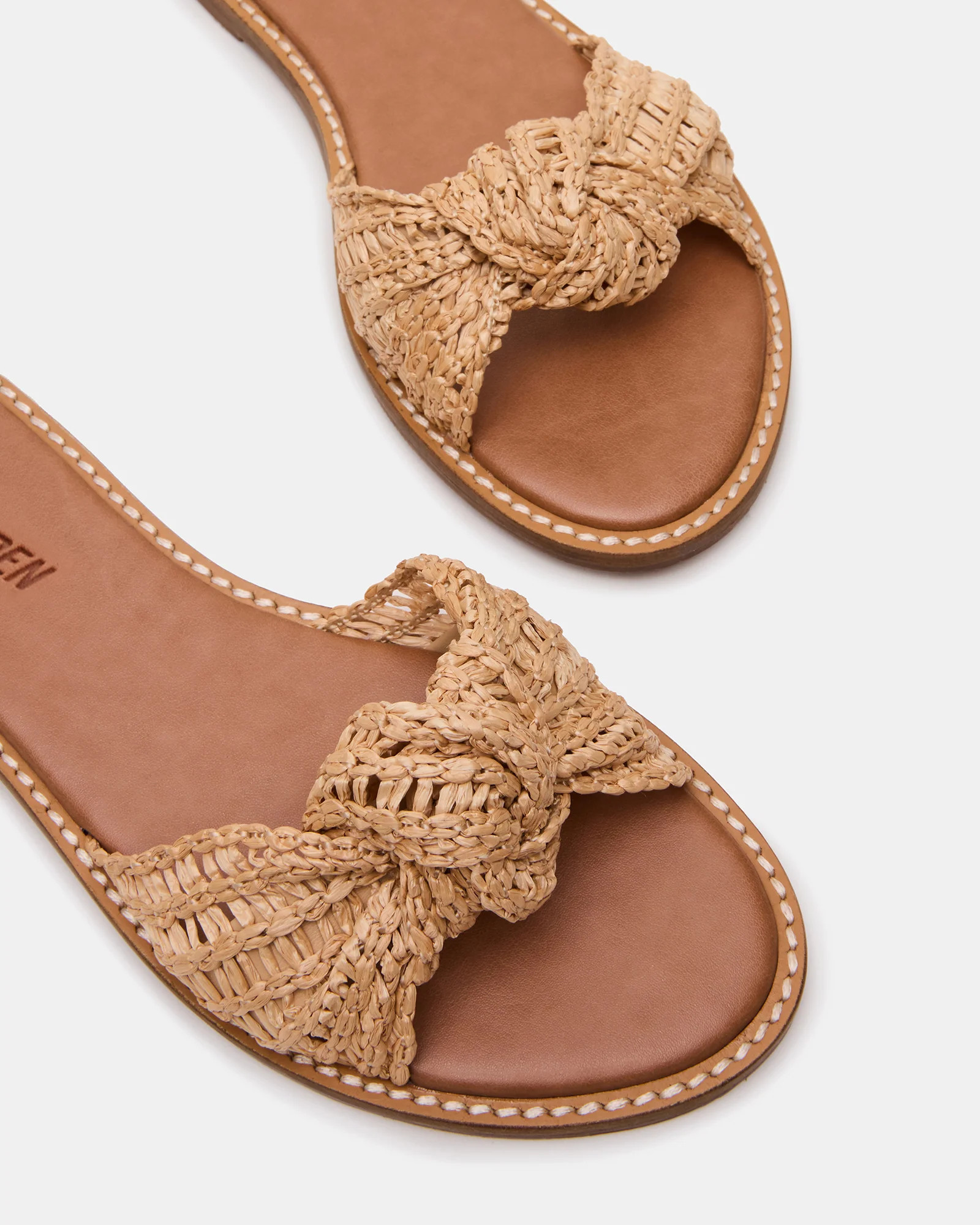 DEVO Natural Raffia Knot Mule Slide Women's Sandal | Steve Madden (US)