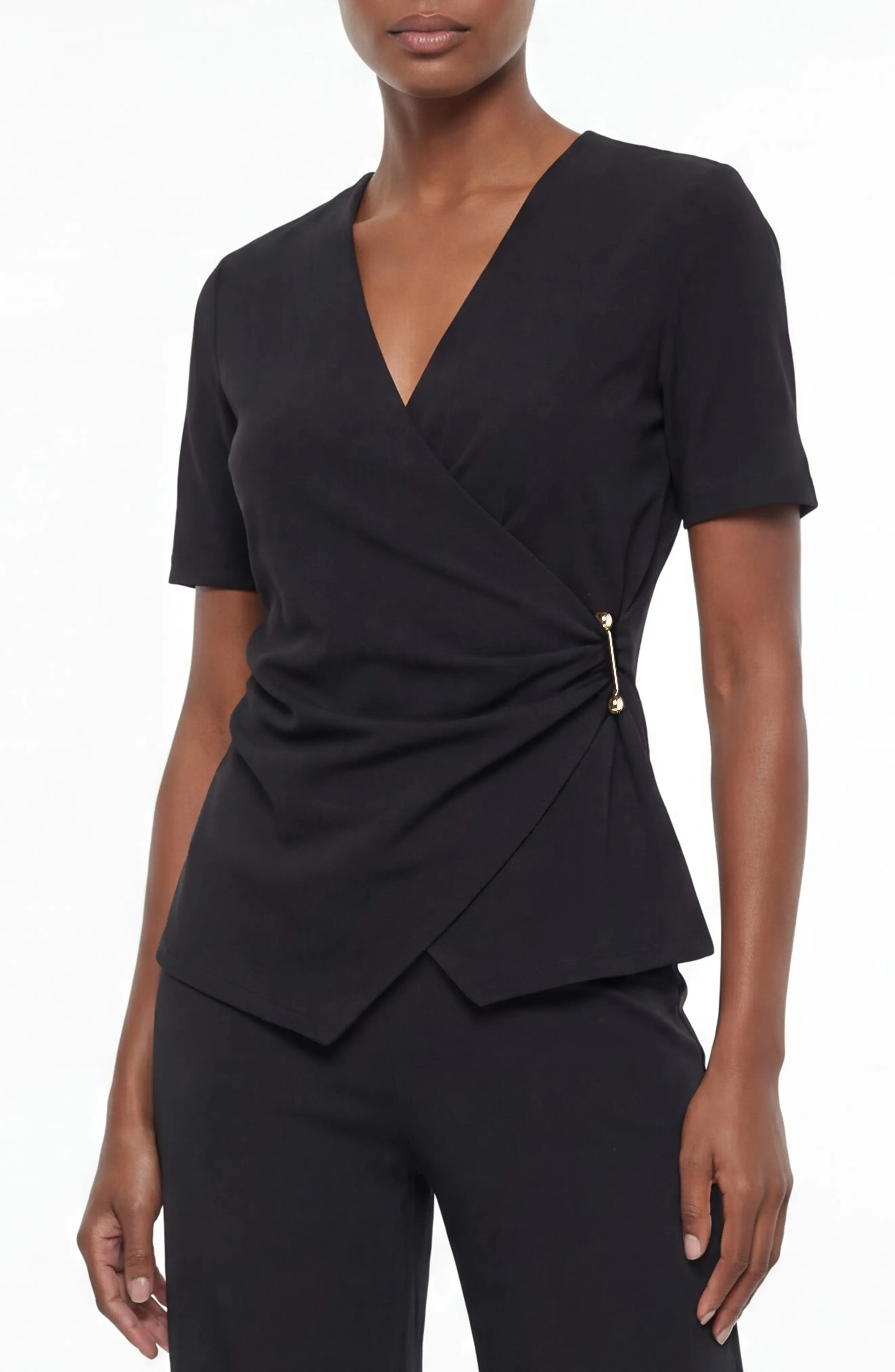 BY DESIGN Cappuccino Short Sleeve Faux Wrap Top (Women) | Nordstromrack | Nordstrom Rack