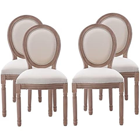 Virabit French Country Dining Chairs Set of 2, Vintage Louis Chairs with Curved Backrest and Beau... | Amazon (US)