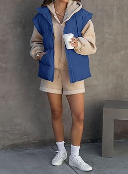 Dokotoo Women's Casual Winter Oversized Puffer Vest Stand Collar Flysleeve Insulated Padded Puffy... | Amazon (US)