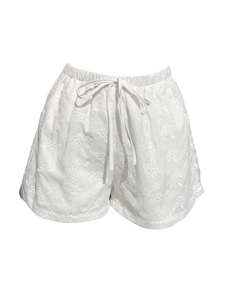 Floerns Women's Elastic Waist Double Layered Linen Shorts Knot Front Casual Loose Shorts | Amazon (US)